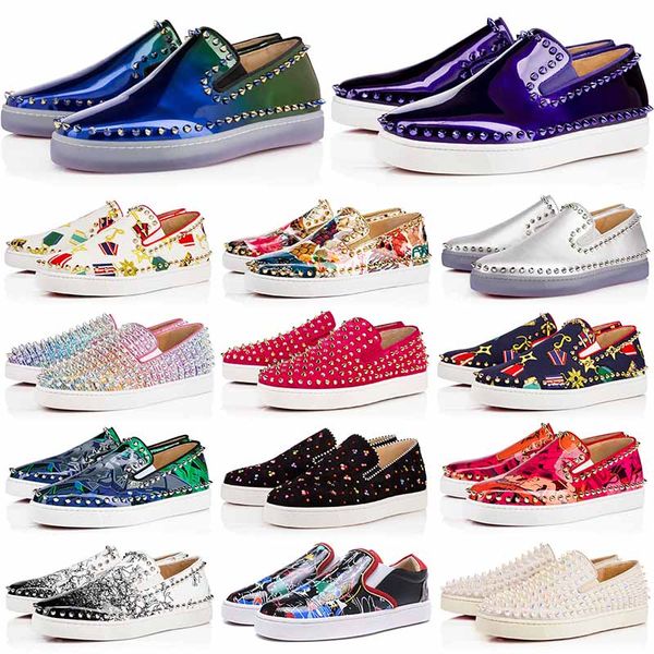 

luxury sneakers red bottom shoe low cut suede spike brand shoes for men women shoes party wedding crystal leather sneakers