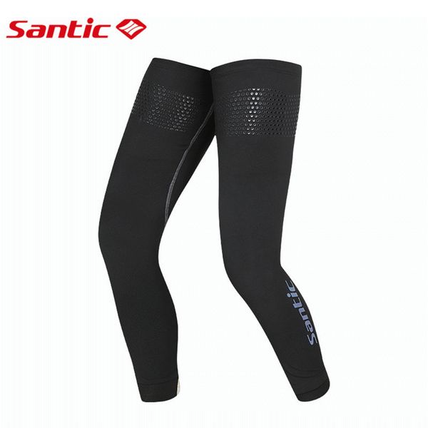 

santic leg warmer winter autumn uv protector cycling long leg warmer knee pad protector sleeves outdoor sports protect, Black