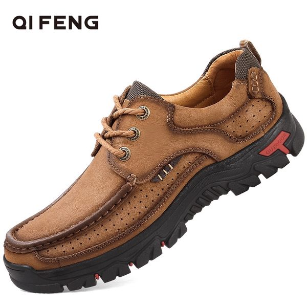 

2020 new spring genuine leather outdoor hiking shoes men trekking shoes casual footwear wear-resisting trekking sneakers hunting