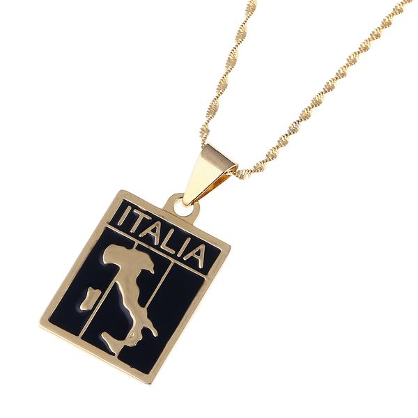 

модные италия карта ожерелье кулон цепи для женщин мужчин ювелирные изделия золотого цвета итальянская карта италии ювелирные изделия, Silver