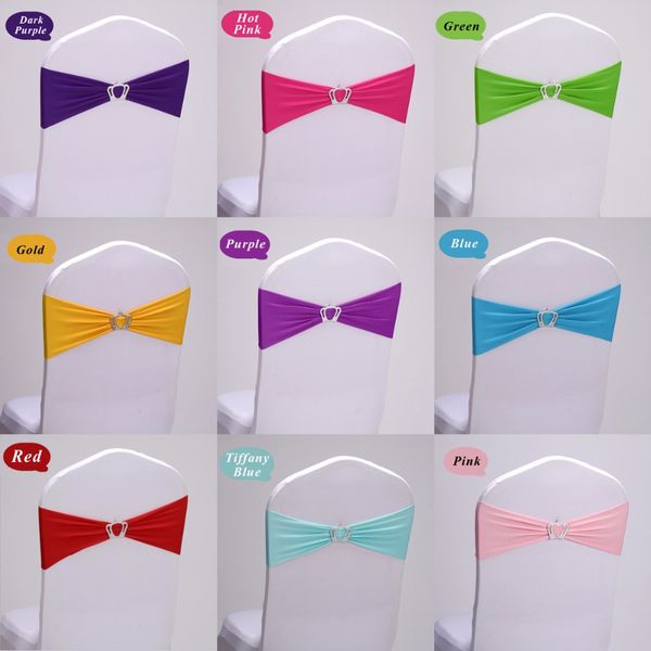

100 pieces 15 colors spandex lycra wedding chair cover sash bands for birthday party and wedding chair decoration