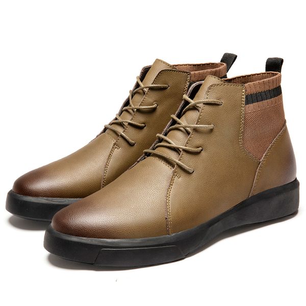 

winter men's leather shoes men's casual sneakers trend wild work slip breathable winter shoes man waterproof shoes *8637, Black