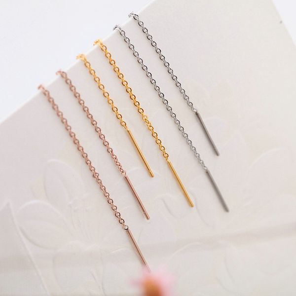 

yun ruo rose gold color tassel stud earring line woman titanium steel fashion jewelry birthday gift never fade drop shipping, Golden;silver