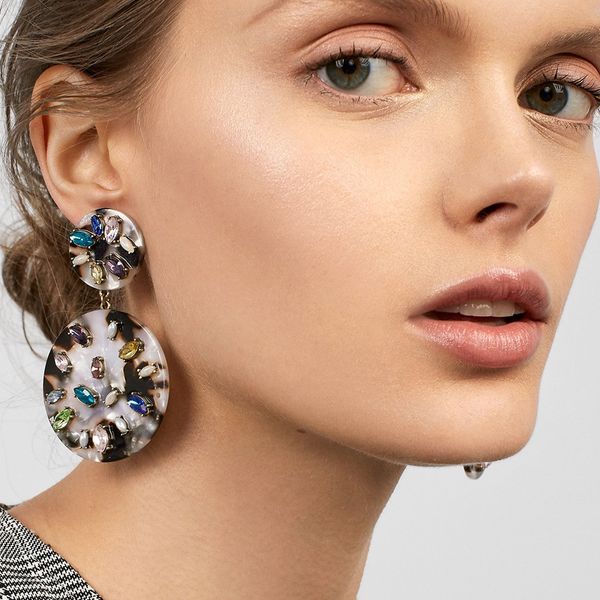 

juran 8 colors 2019 new design women resin earring vintage statement fashion christmas drop earring for women, Silver