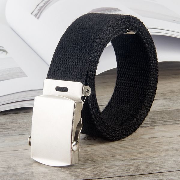 

8-color fashion men's and women's 33mm thickened canvas clothing children's rolling buckle canvas belt children's wear b, Black;brown