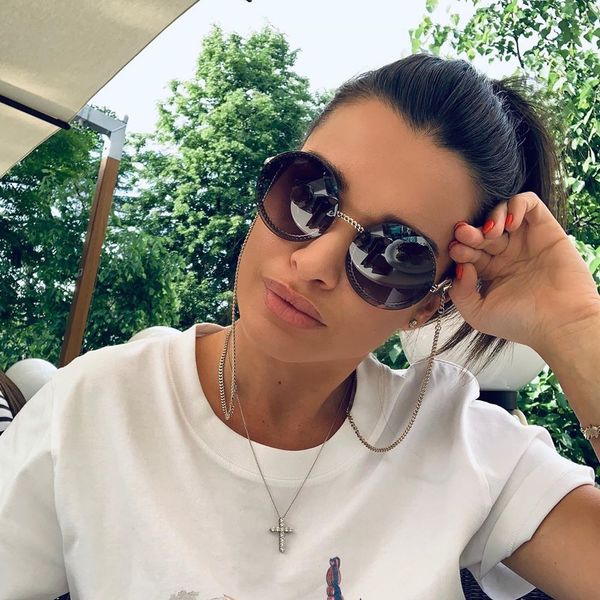 

new arrivals timelimited unique metal chain round sunglasses women vintage glass lady oculos de sent with no chain free, White;black