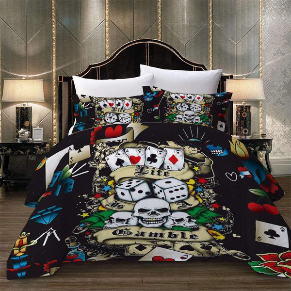 King Size Bedding Set Poker High End Creative Colorful Duvet Cover