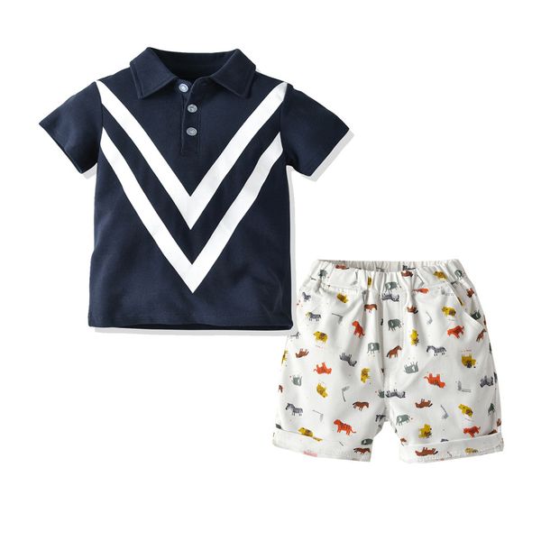 

childrens clothing boys shirt set childrens duan xiu xu new baby shirt lapel dinosaur shorts two-piece set