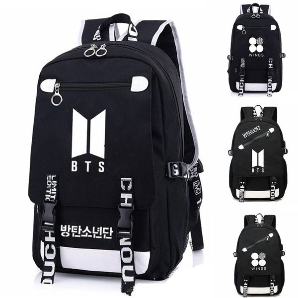 

2019 new kpop bts backpack bangtan backpack bag school book zipper bags lapboy girls jimin jungkook gift