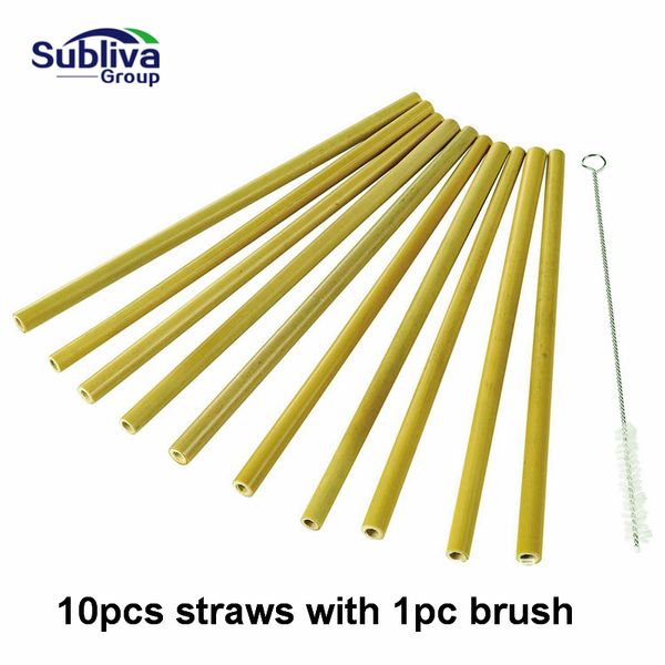 

10pcs/set bamboo reusable straw 20cm organic bamboo drinking straws natural wood straws for party birthday wedding bar tool