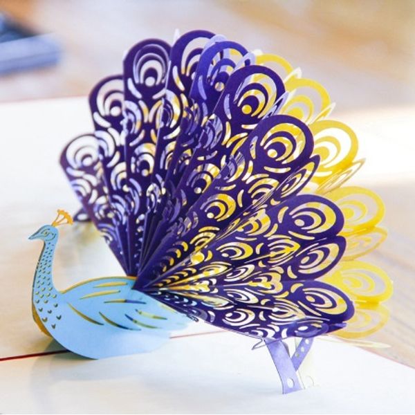 

3D Peacock laser cut Pop Up paper Greeting Cards Valentine Lover Happy Birthday handmade gifts souvenirs postcards