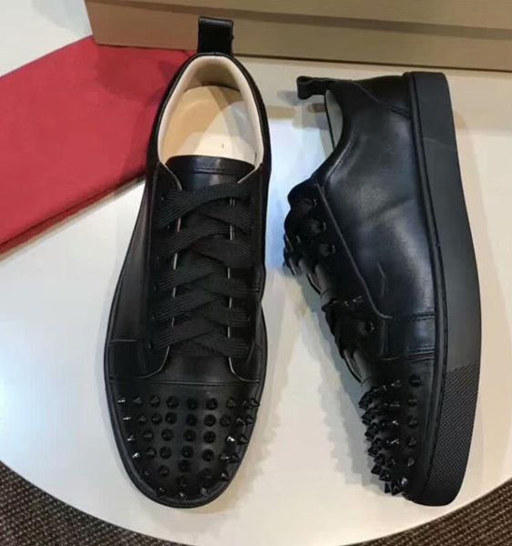 

european station rivet men and women leather low to help flat bottom anti-wolf shoes tide fashion men's shoes, Black