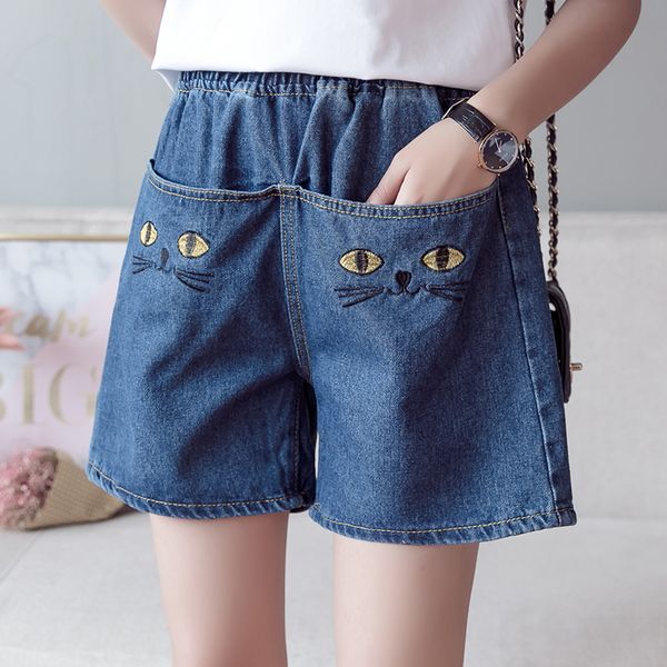 

plus size elastic waist denim shorts for women s m  xl 2xl 3xl 4xl 5xl, White;black