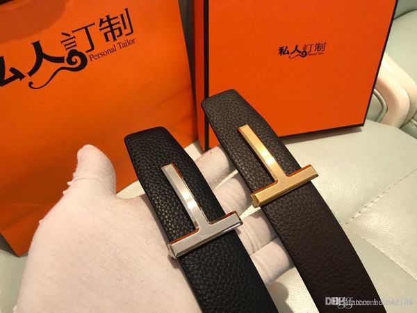 

include original box 2019 design belts men and women fashion belt genuine leather luxry belt brand waist belts gold silver black s3, Black;brown