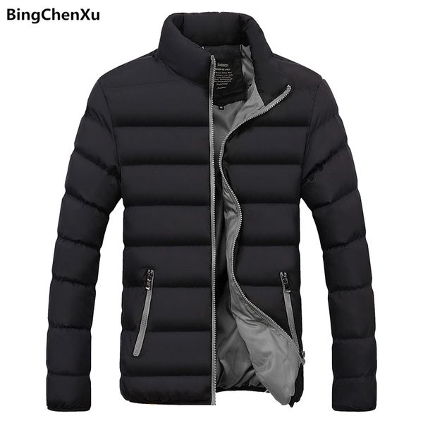 

men's winter jackets 2019 parka windbreaker for men thick warm solid color coat cotton-padded zipper coats 1890, Tan;black