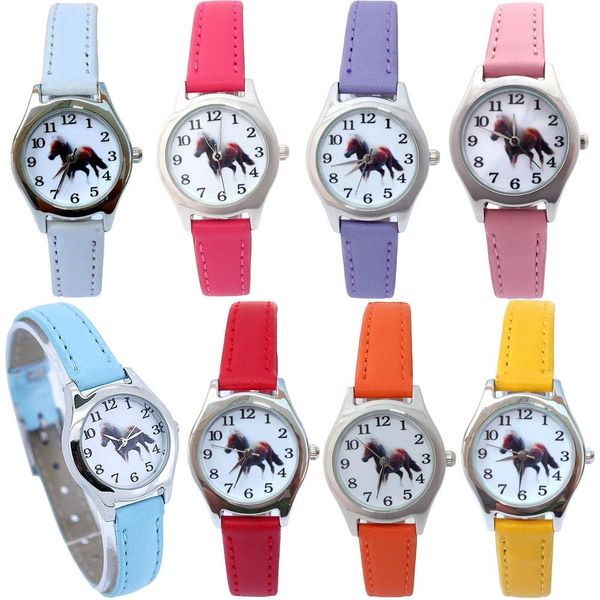 

1pcs kids watches leather lovely girl boy children's gift horse quartz student kids animal wristwatch u11 the kids gifts oufmd, Blue