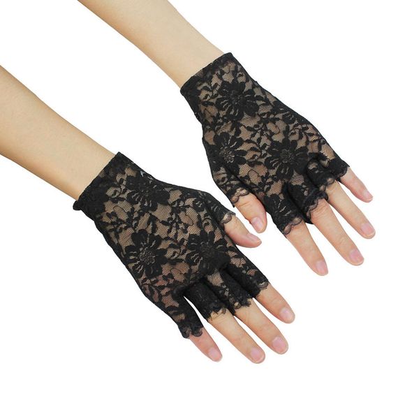 

charm lady girl lace party costume gloves finger fingerless glove black new design 160*80mm, Blue;gray