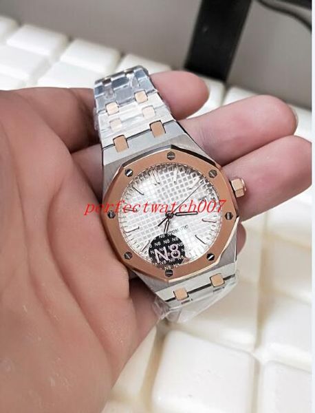 

классическая серия роскошные мужские модные наручные часы из нержавеющей стали белый циферблат 15450sr n8 завод двухцветное золото механичес, Slivery;brown