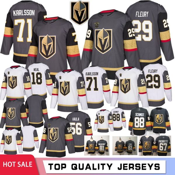 

29 marc-andre fleury 71 william karlsson 18 james neal vegas golden knights hockey jerseys 56 erik haula 57 david perron 88 nate schmidt men, Black;red