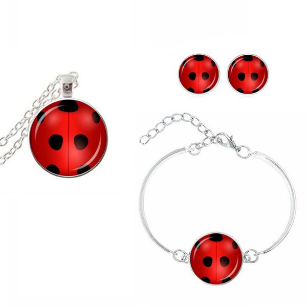 

suteyi ожерелье set кристалл серьги круглый стекла ожерелье животных earings браслет кольцо комплект ювелирных изделий, Silver