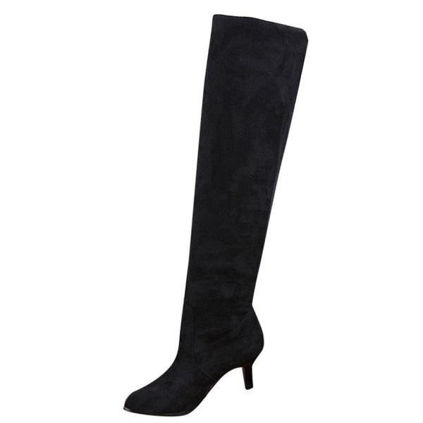 

sagace women boots pure flock spike high heel shoes vintege over the knee thigh high women boots dropshipping 71535, Black