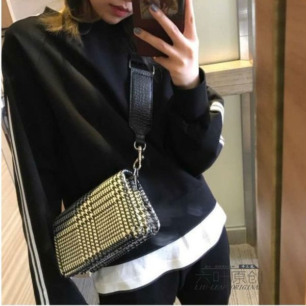

2020 early spring lady bag houndstooth messenger bag cotton linen fashion shoulder ladies hand bags handbags
