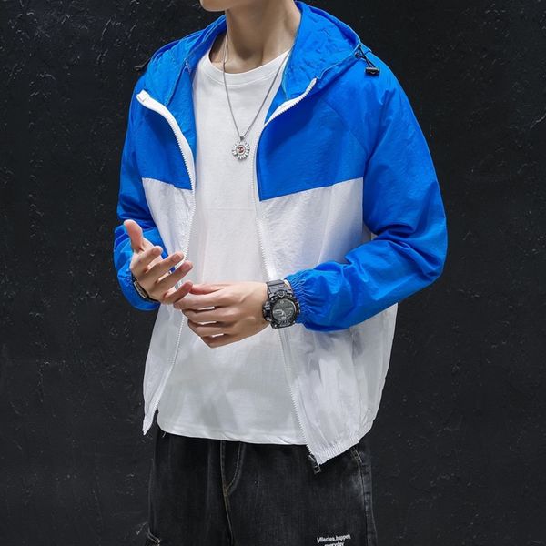

summer thin track jacket men's fashion contrast color casual hooded jacket streetwear loose hip hop bomber men s-4xl, Black;brown