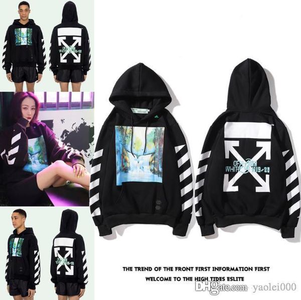 

designer mens hoodies black waterfall arrow print loose casual luxury sweater street trend hip hop couple hoodies