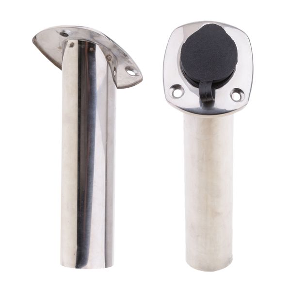 

2pcs kayak deck plastic flush mount fishing boat rod holder and cap cover, stainless steel