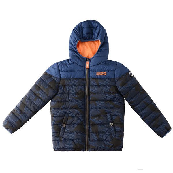 

мальчики активного puffer jacket winter camo пальто на молнию ватки подкладки сгущает подогреть верхнюю одежду с капюшоном, Blue;gray