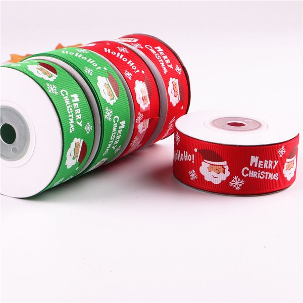 

christmas cartoon printed ribbon double-sided color thread with christmas gift bow decoration new year party decoration supplies
