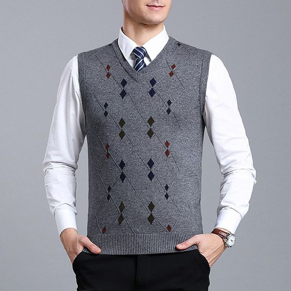 

men sweater male vest winter printed fashion autumn knitwear plus size, Black;white