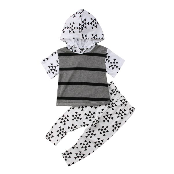 

emmababy костюмы для мальчиков повседневные новорожденных мальчиков с коротким рукавом в полоску с капюшоном толстовка с капюшоном футболка, Pink;blue