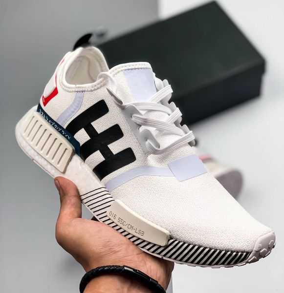 

2020 nmd r1 primek classic oreo triple black red white running shoes for men women runner trainers sports sneaker breathable size 36-45, White;red
