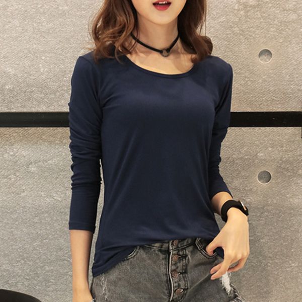 

new 2019 autumn winter women tees t-shirts long sleeve casual tunic basic shirt t shirt also for kids yellow, White
