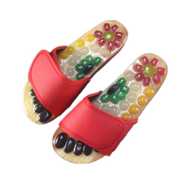 

massage shoes mens slides cobblestone accupressure foot indoor chinese pedicure acupoint healthcare flat slippers, Black