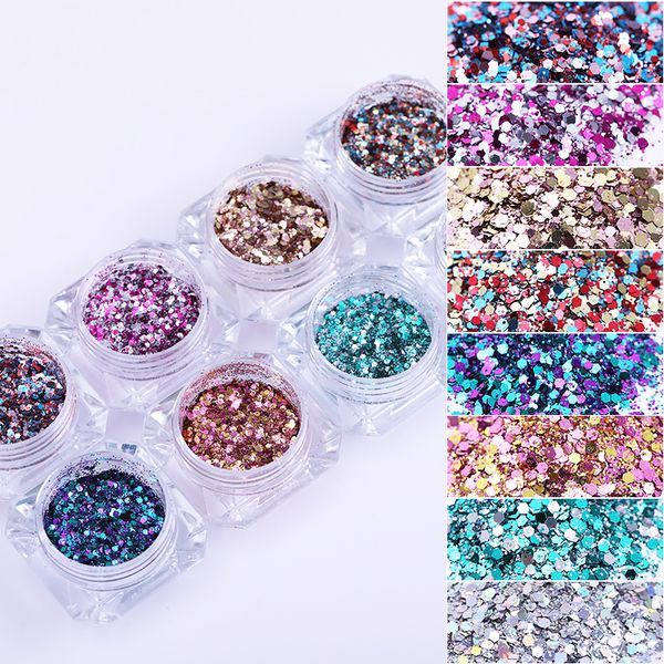 

1g nail sequins 3d nail art decorations gradient glitter for manicure diy design uv gel polish accessories, Silver;gold