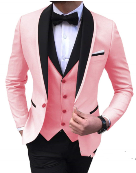 

2019 latest coat pant designs pink men suit slim fit groom tuxedo 3 piece custom made wedding suits prom blazer set, White;black