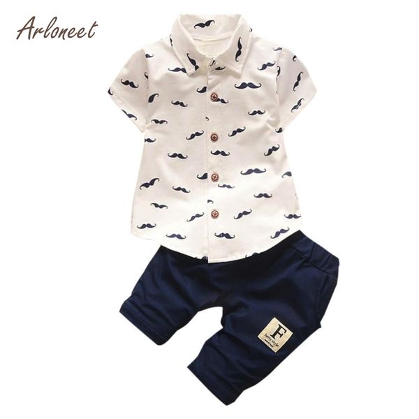 

arloneet lovely baby clothes toddler kids baby boys beard t shirt +shorts pants outfit clothes set dropshippig fre28, White