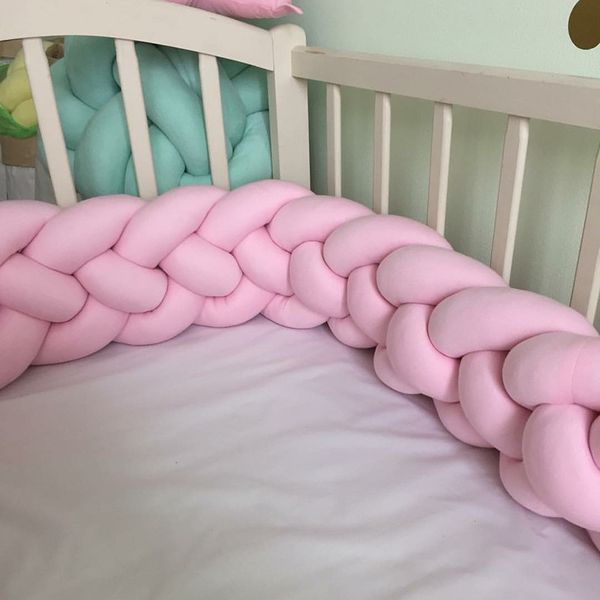 

2020 newborn baby bed bumper pure weaving plush knot crib bumper kids bed baby cot protector room decor