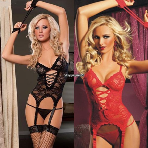 

women lace lingerie set perspective bundle temptation underwear #r45, Red;black