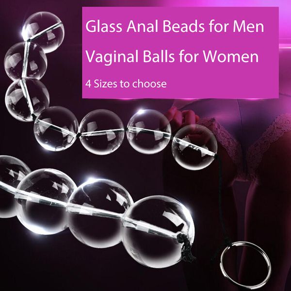 Glass Anal Beads Bolas vaginais Plug Anal Butt Sex Toy 4 Tamanhos Feminino Sexo Produtos vagina Bolas de Kegel para Mulheres Massager de Cristal