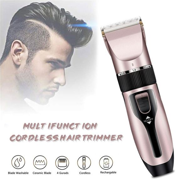 

hair clippers for men, cordless hair beard trimmer set with titanium ceramic blade, usb charging 5 length adjustment with 4 guide combs