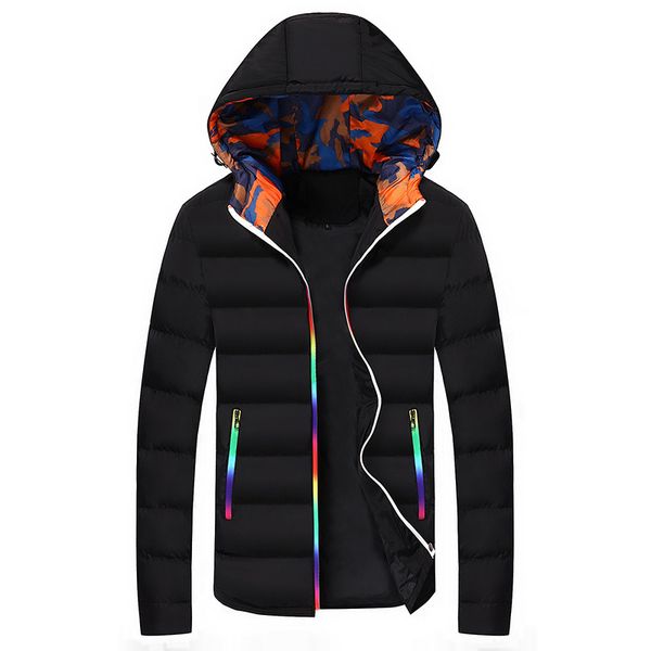 

winter jacket for male with hooded plus size 3xl 4xl 5xl snow-outwear warm down jacket solid colour full sleeve duck down, Black