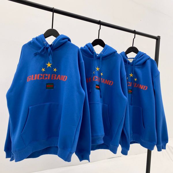 

20ss luxurious brands design stars embroiderd blue sweaters pullovers hoodies men women streetwear sweatshirt outdoor jackets, Blue;black