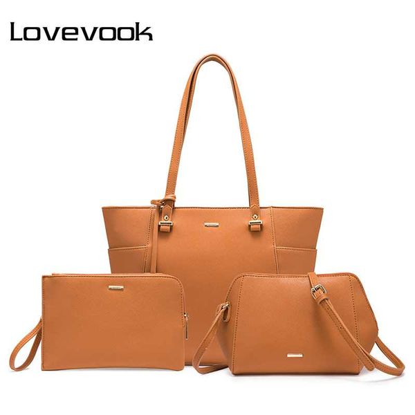 

lovevook handbags women 3 pcs set shoulder crossbody bags female clutch bag messenger bags tote big handbags and purse 2018