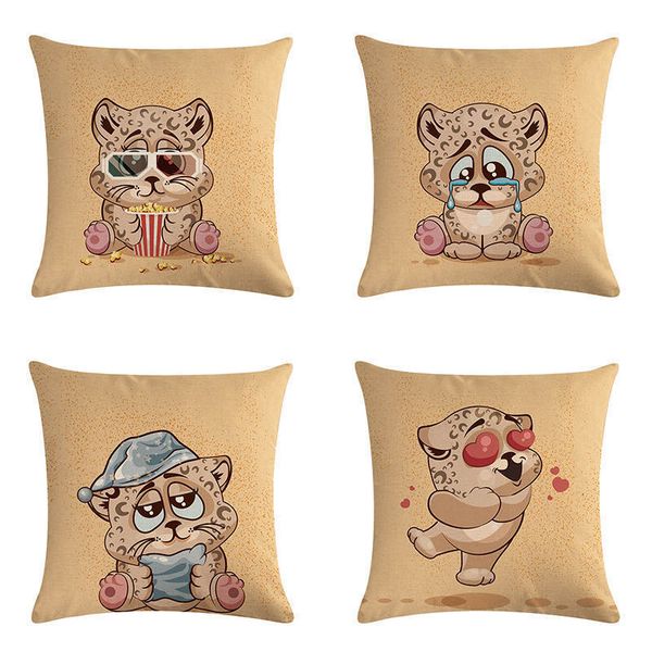 

мультфильм leopard хлопок белье наволочки диван декоративные подушки обложка животных любовь шаблон площади подушка обложка 45x45cm zy537