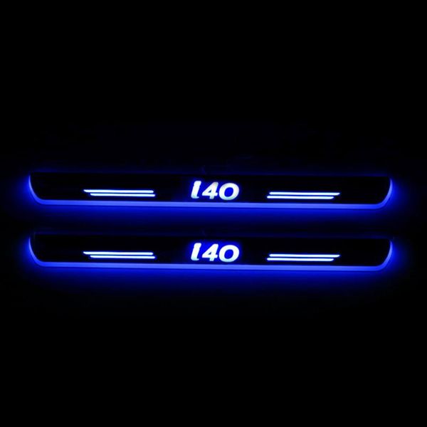 

waterproof acrylic moving led welcome pedal car scuff plate door sill pathway light for i40 2011 - 2020 2020
