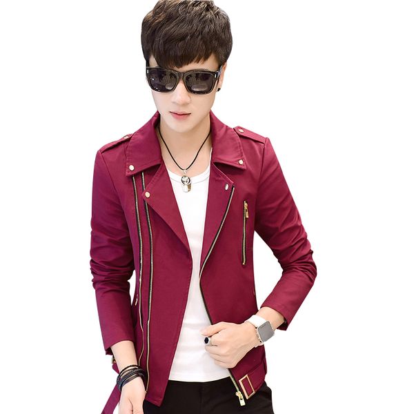 

idopy men`s korean style cotton jacket zippers lapel collar slim fit irregular jacket and coat for young man, Black;brown