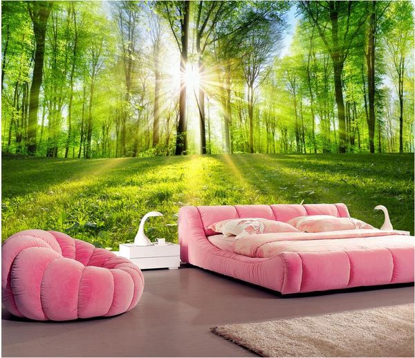 

3d wallpaper custom p mural landscape forest landscape, tree-lined path, sunlight through the woods wall murals wallpaper for walls 3 d